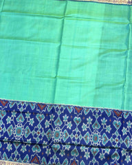 Blue & Sea Green Plain Manekchowk Navratan Mix Scut Border Patola Saree - SindhoiPatolaArt