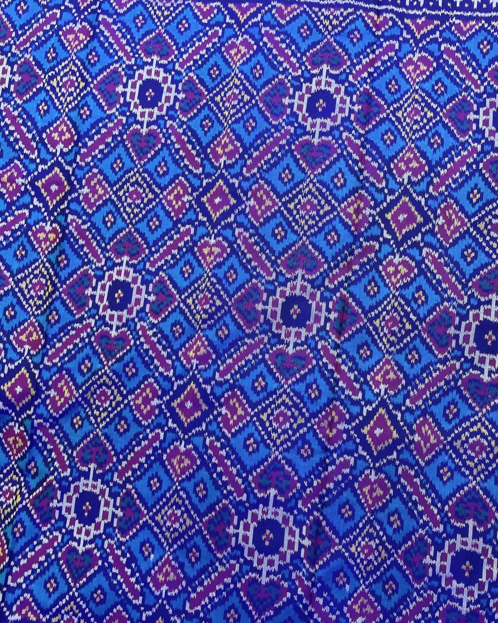 Blue & Sky Blue Manekchowk Patola Saree - SindhoiPatolaArt