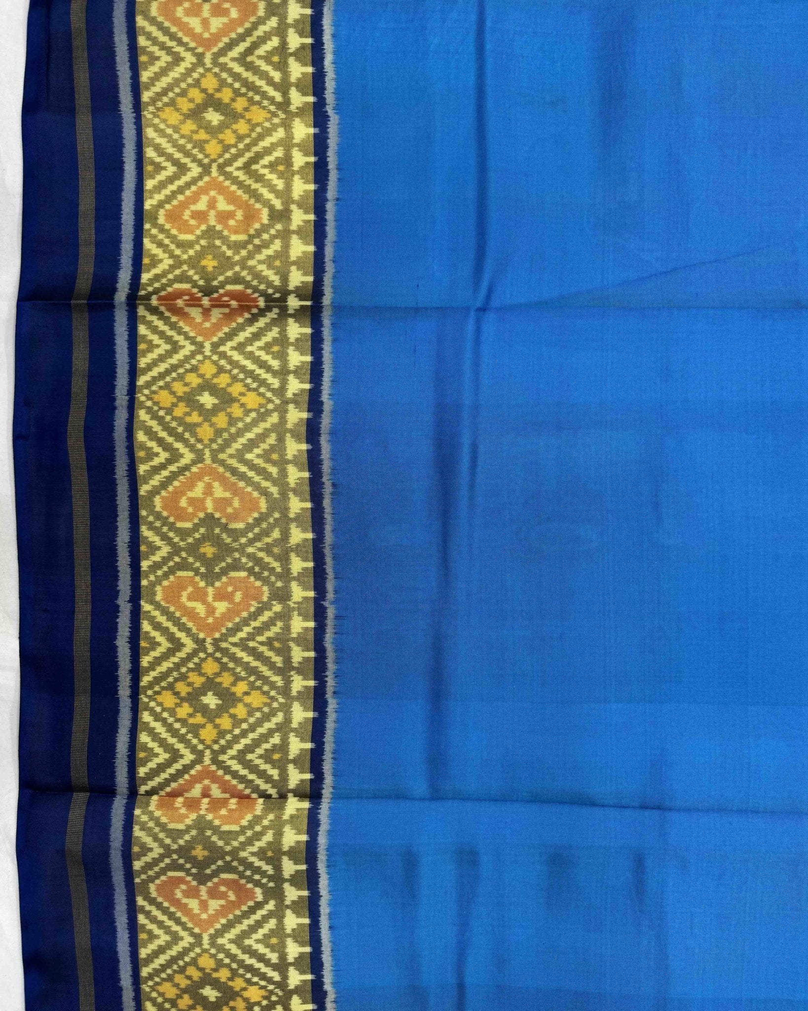 Blue & Sky Blue Plain Patola Saree - SindhoiPatolaArt