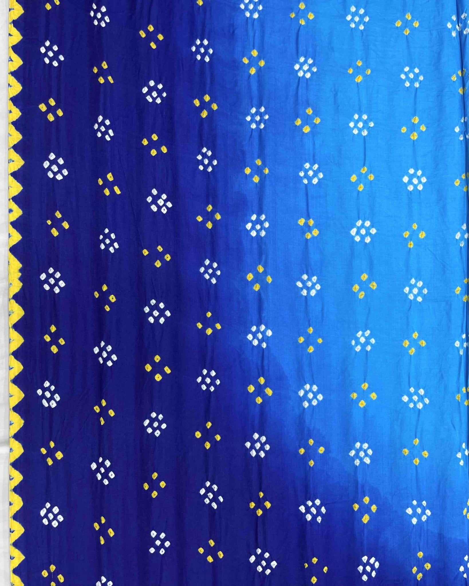 Blue & Sky Blue Shaded Gajji Silk Bandhani Saree - SindhoiPatolaArt