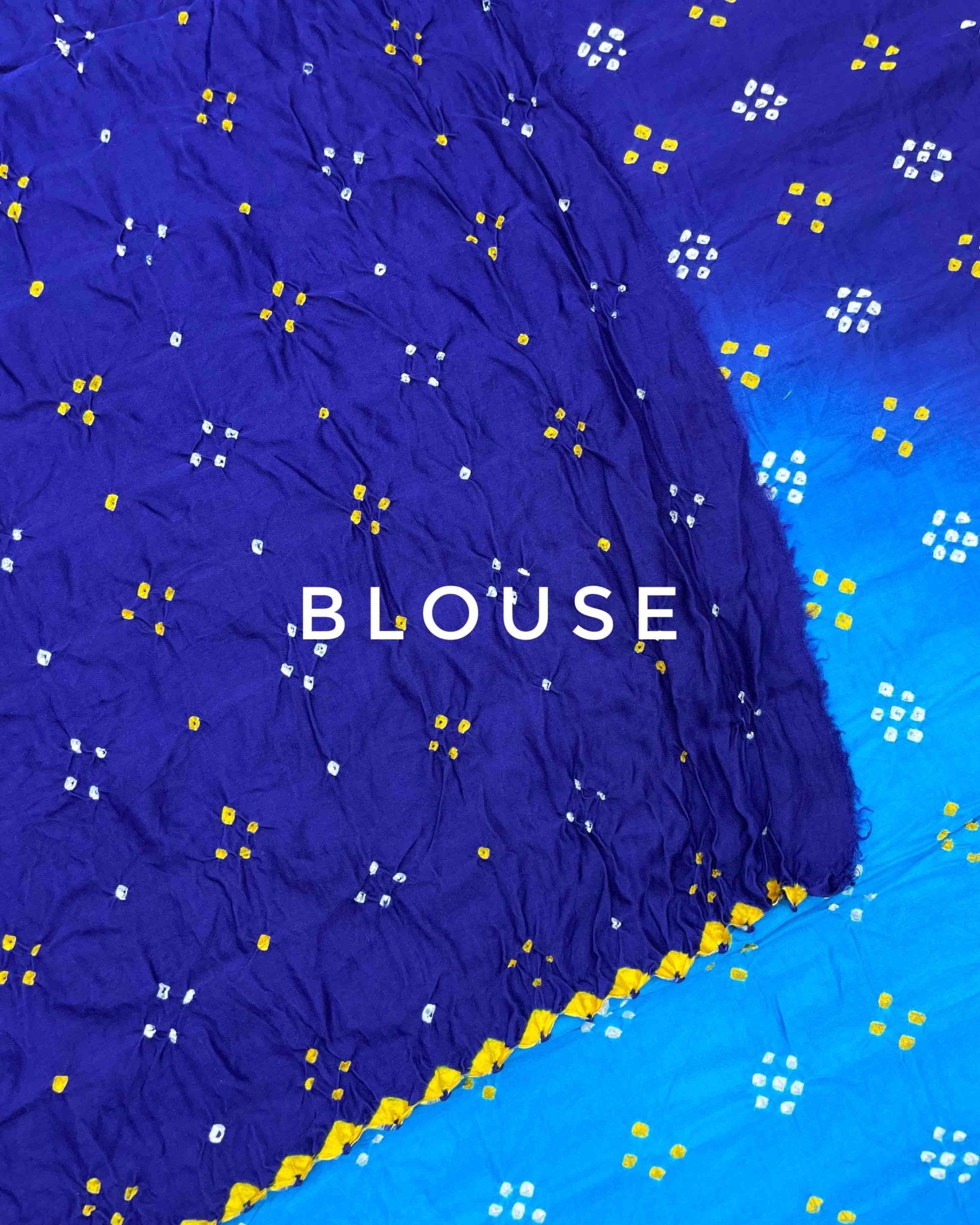 Blue & Sky Blue Shaded Gajji Silk Bandhani Saree - SindhoiPatolaArt