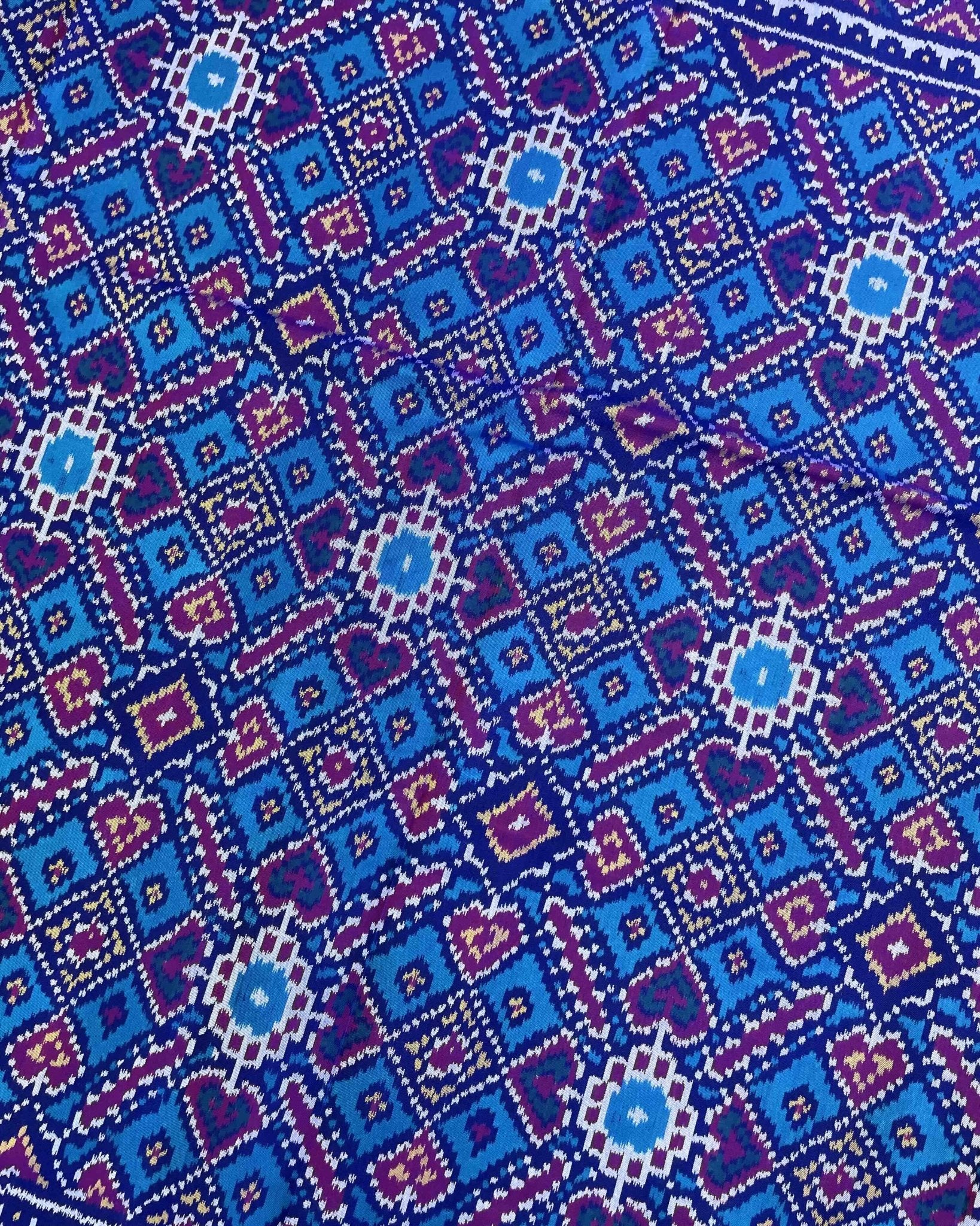 Blue & Sky Manekchowk Patola Saree - SindhoiPatolaArt