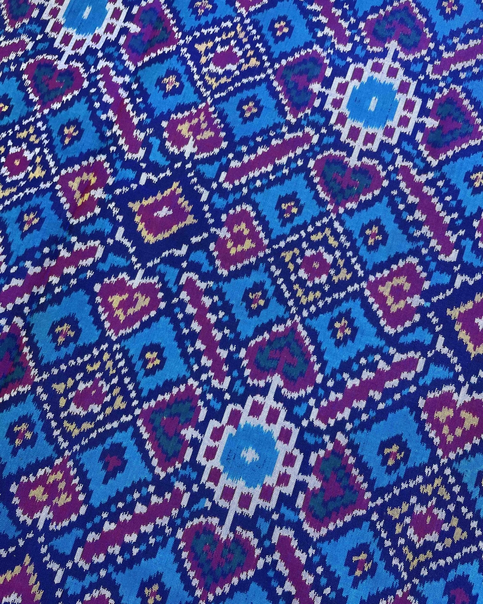 Blue & Sky Manekchowk Patola Saree - SindhoiPatolaArt