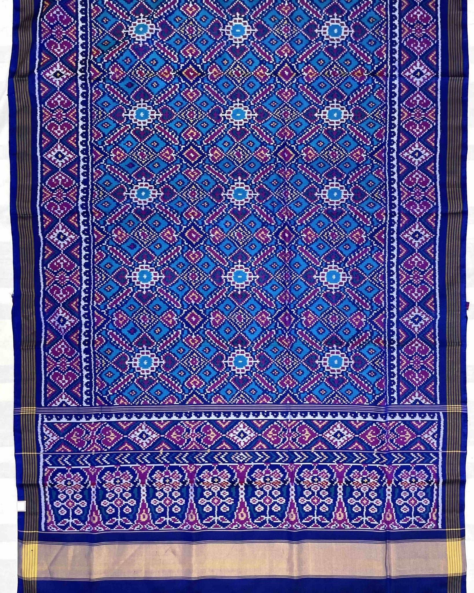 Blue & Sky Manekchowk Patola Saree - SindhoiPatolaArt
