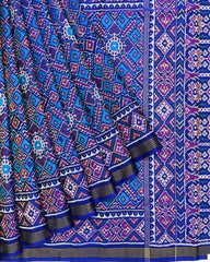 Blue & Sky Manekchowk Patola Saree - SindhoiPatolaArt