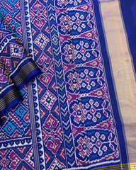 Blue & Sky Manekchowk Patola Saree - SindhoiPatolaArt