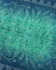 Blue & Sky Shaded Muga Silk Pen Kamalkari Bandhani Saree - SindhoiPatolaArt