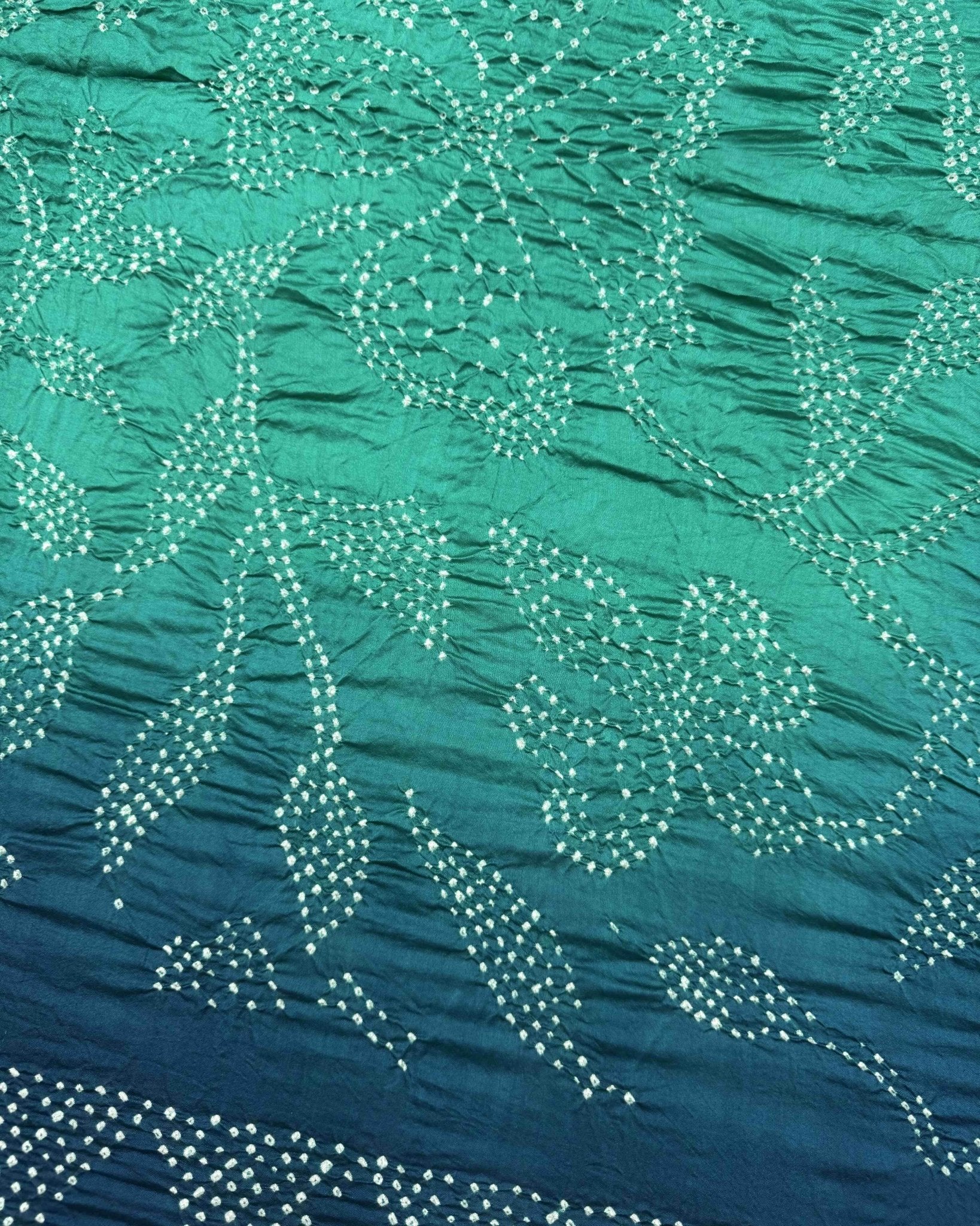 Blue & Sky Shaded Muga Silk Pen Kamalkari Bandhani Saree - SindhoiPatolaArt