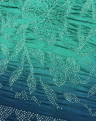 Blue & Sky Shaded Muga Silk Pen Kamalkari Bandhani Saree - SindhoiPatolaArt