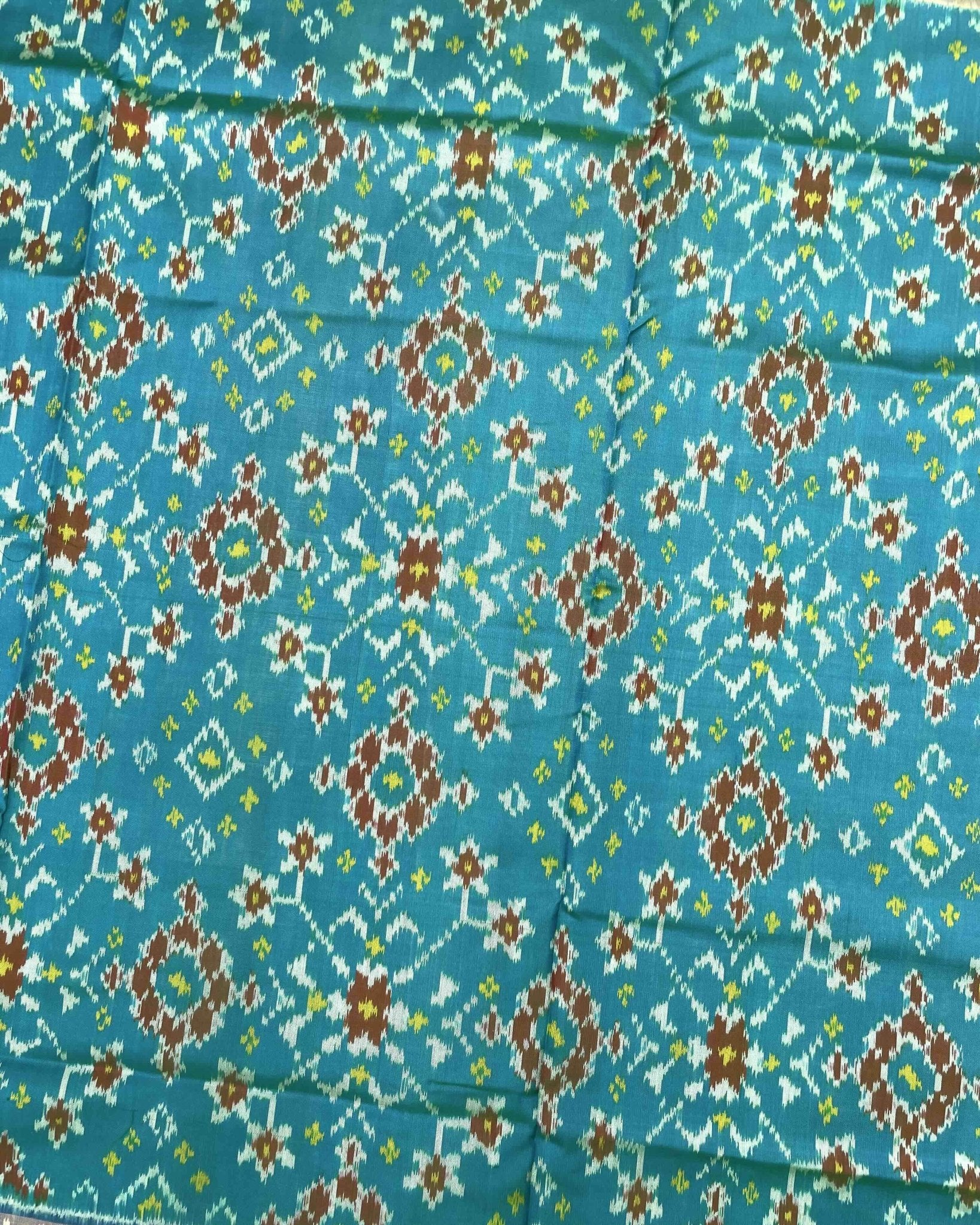 Blue & Sky Turquoise Shaded Navratan Patola Saree - SindhoiPatolaArt