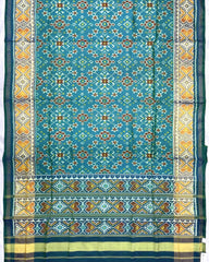 Blue & Sky Turquoise Shaded Navratan Patola Saree - SindhoiPatolaArt