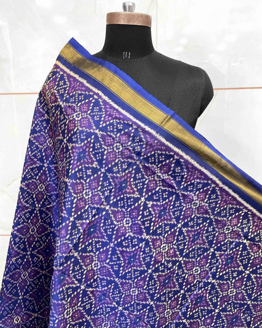 Blue Solsitara Design Patola Dupatta - SindhoiPatolaArt