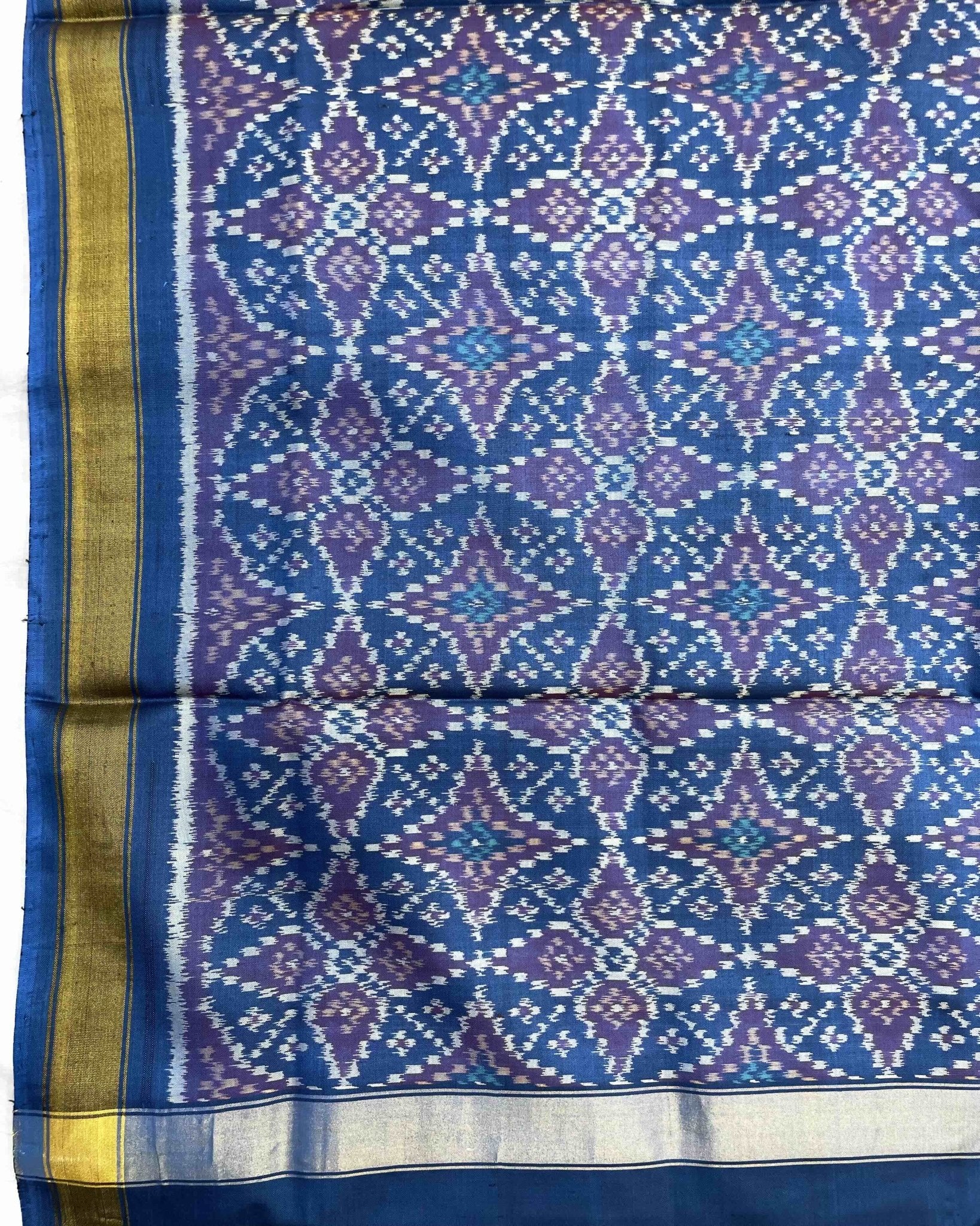 Blue Solsitara Design Patola Dupatta - SindhoiPatolaArt
