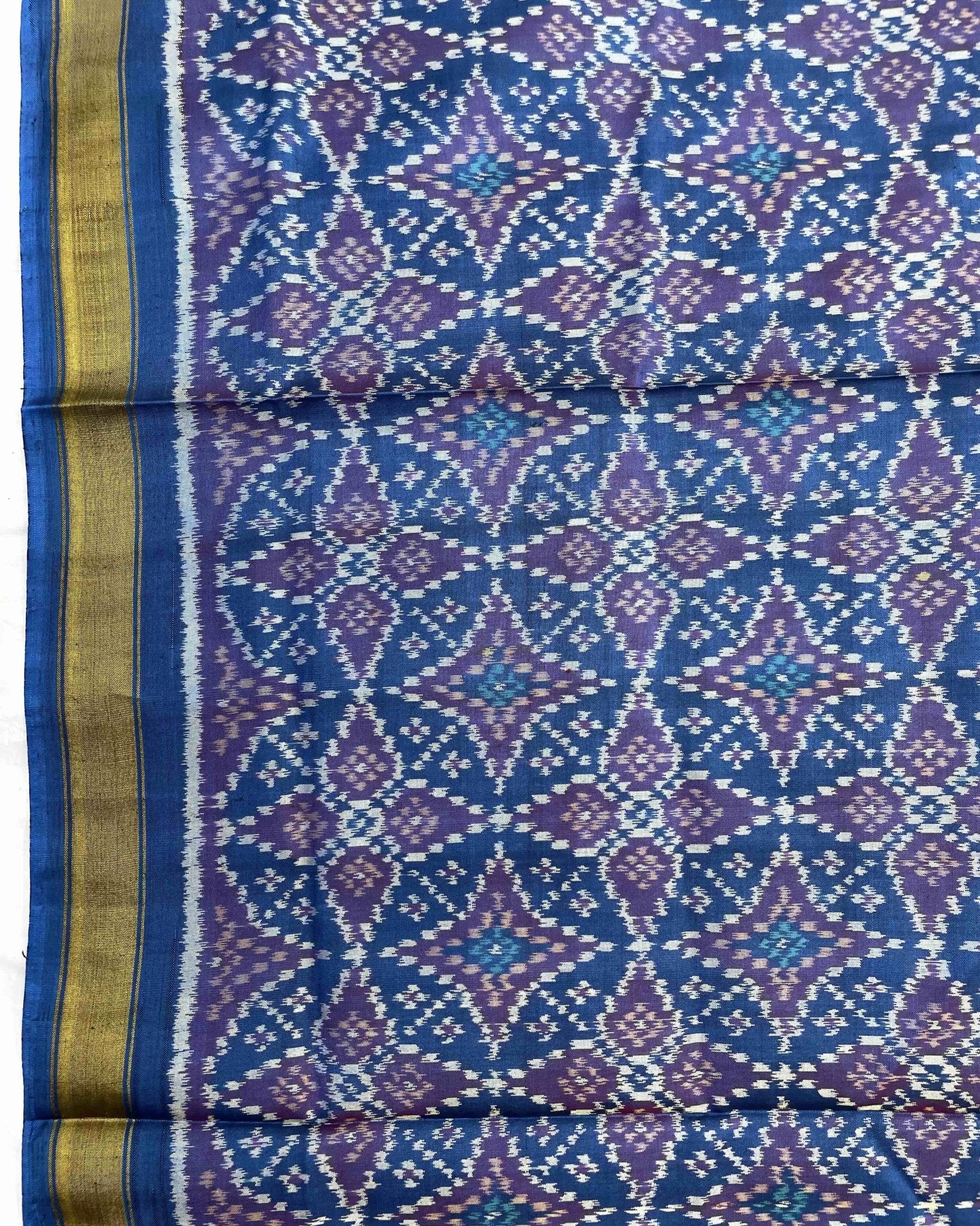 Blue Solsitara Design Patola Dupatta - SindhoiPatolaArt
