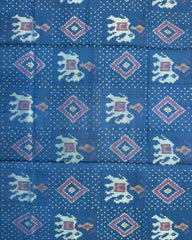 Blue Turquoise Elephant Panchanda Patola Dupatta - SindhoiPatolaArt