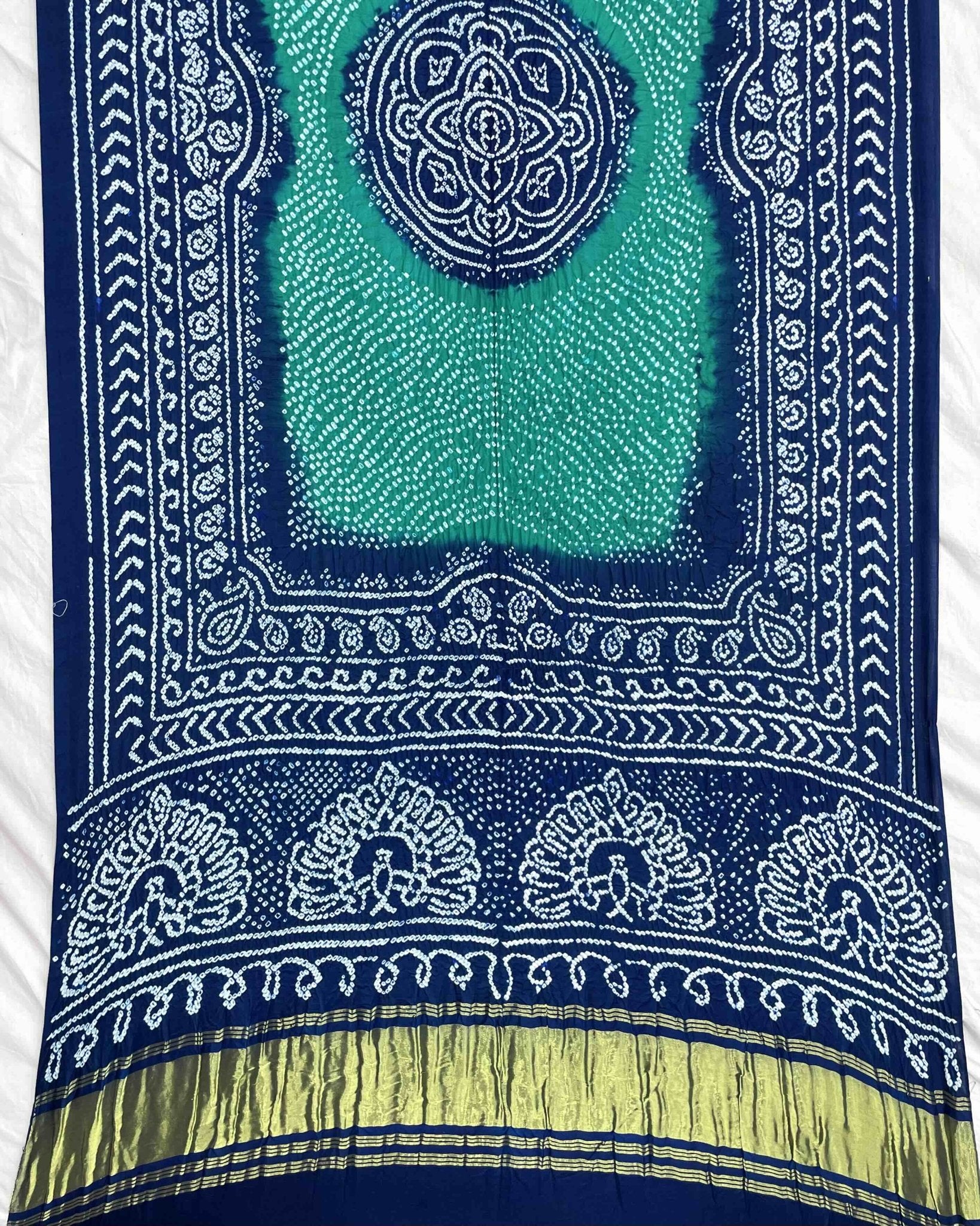 Blue & Turquoise Gajji Bandhani Dupatta - SindhoiPatolaArt