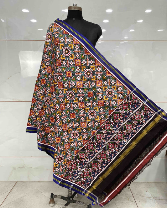 Blue & Turquoise Manekchowk Patola Dupatta - SindhoiPatolaArt
