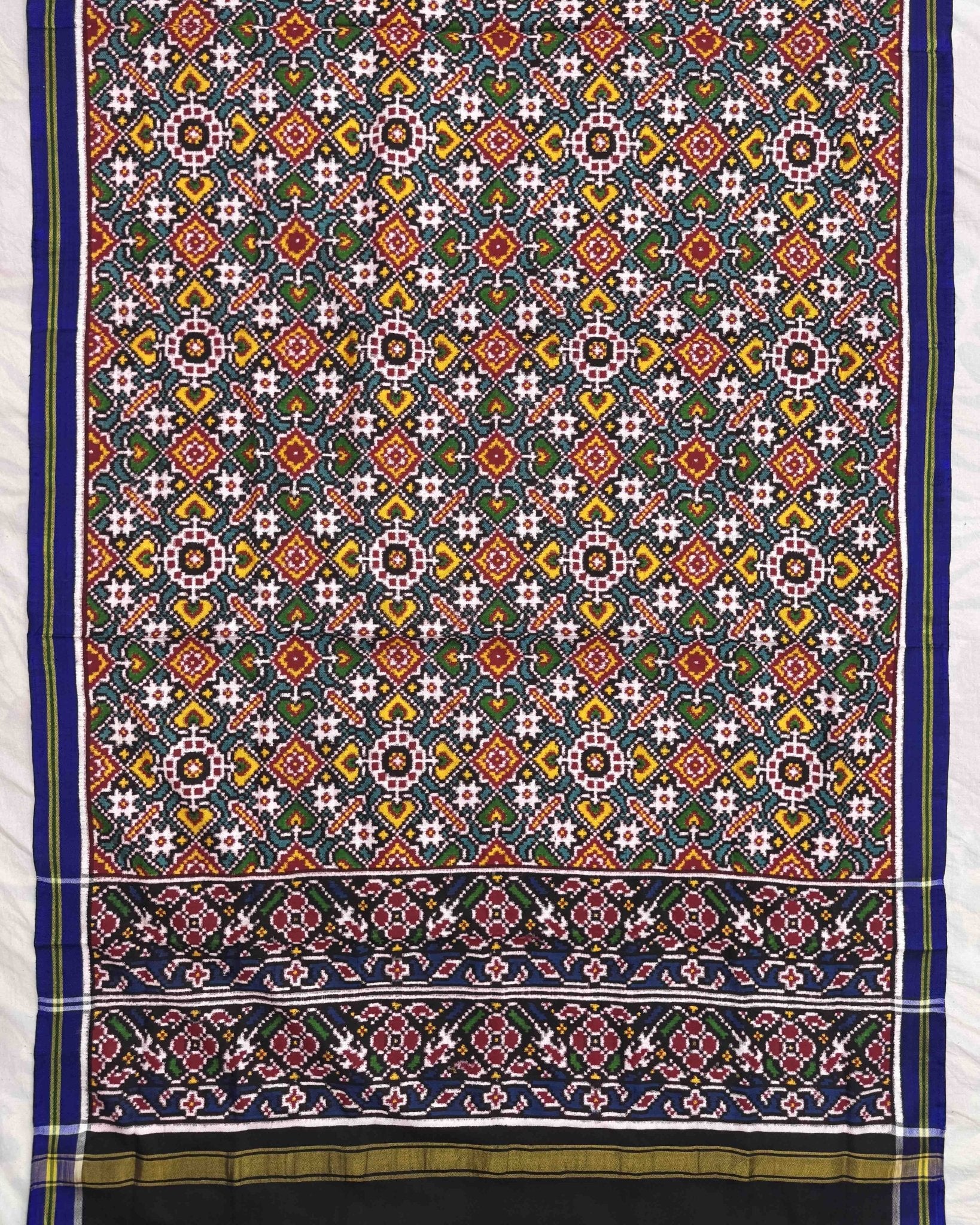 Blue & Turquoise Manekchowk Patola Dupatta - SindhoiPatolaArt