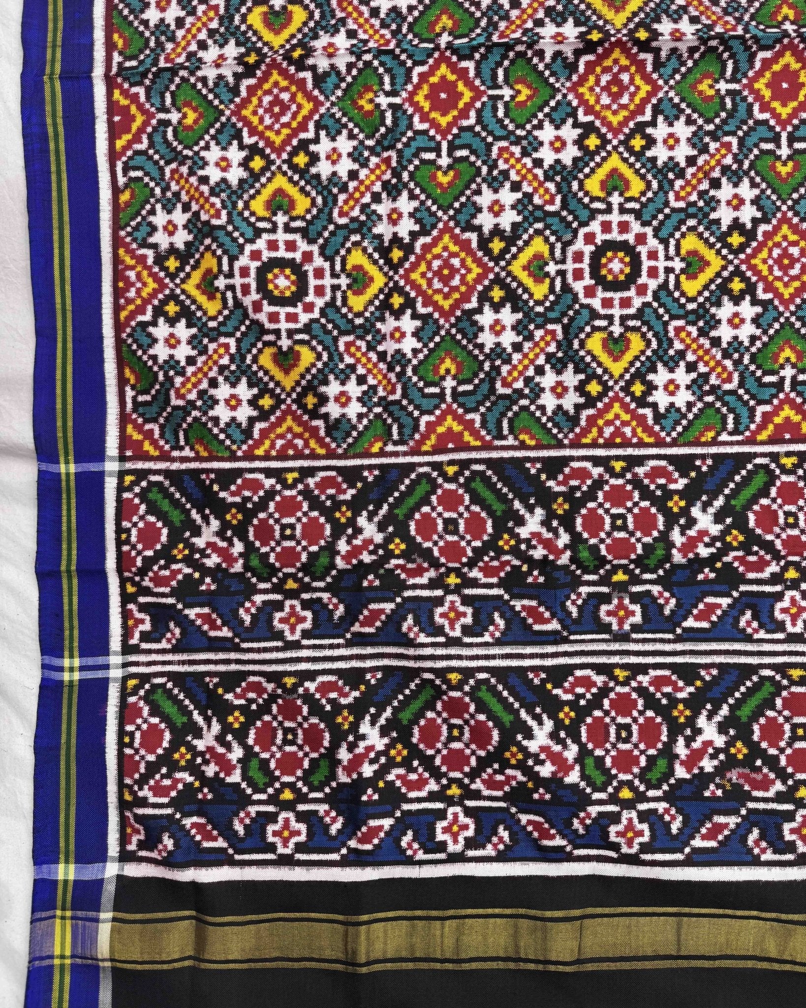 Blue & Turquoise Manekchowk Patola Dupatta - SindhoiPatolaArt