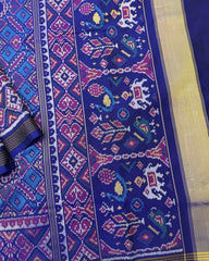 Blue & Turquoise Manekchowk Patola Saree - SindhoiPatolaArt