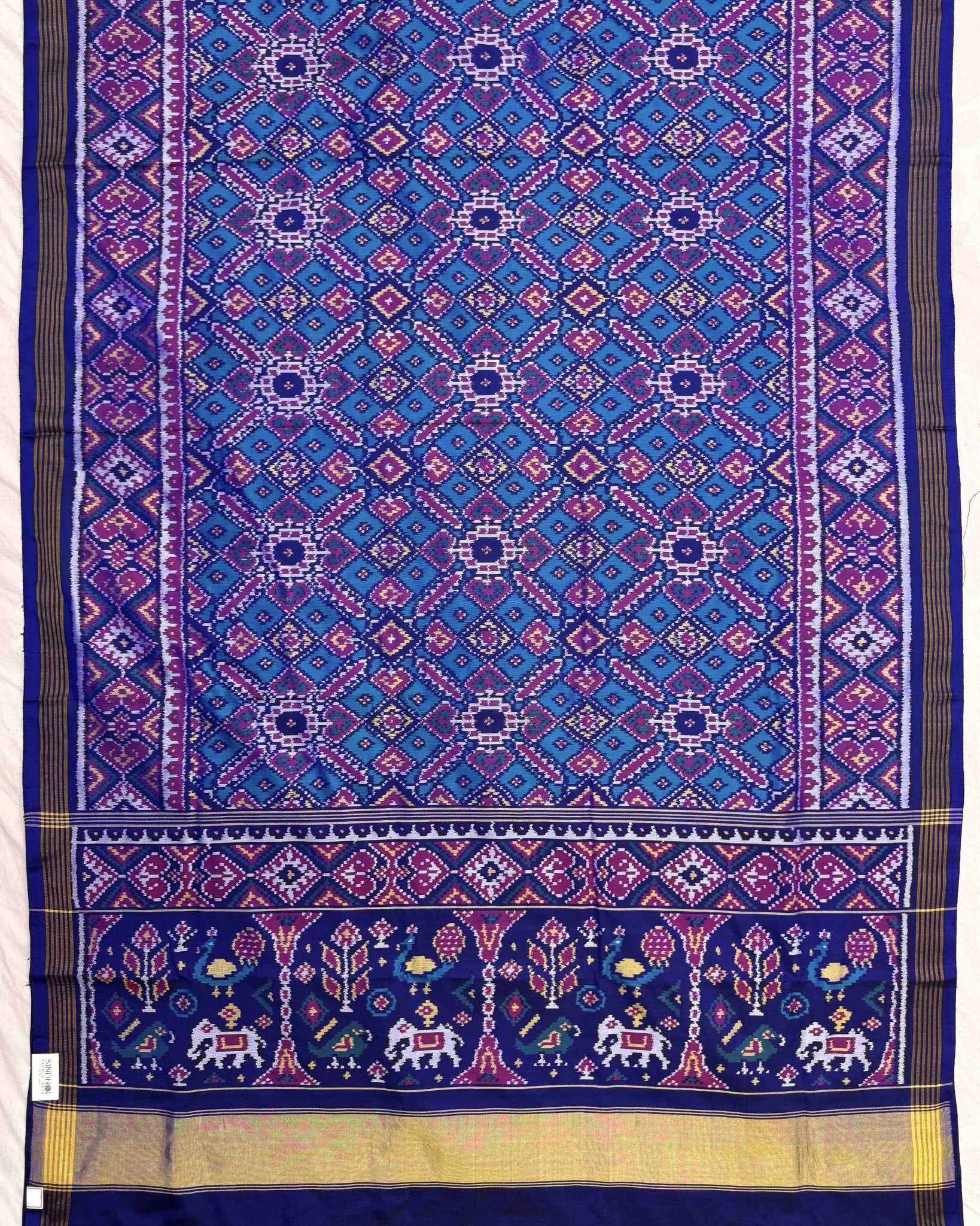 Blue & Turquoise Manekchowk Patola Saree - SindhoiPatolaArt