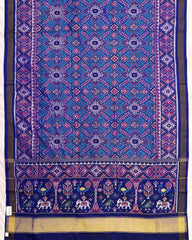 Blue & Turquoise Manekchowk Patola Saree - SindhoiPatolaArt