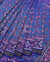 Blue & Turquoise Manekchowk Patola Saree - SindhoiPatolaArt