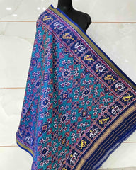 Blue & Turquoise Navratan Designer Patola Dupatta - SindhoiPatolaArt