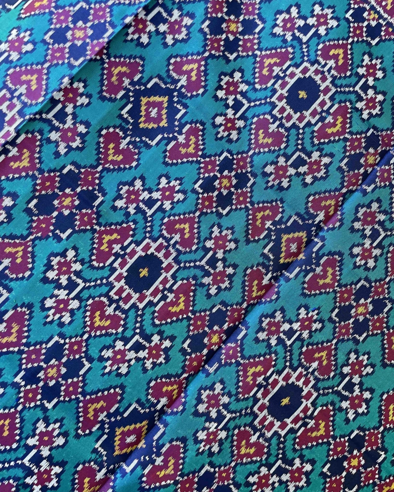 Blue & Turquoise Navratan Designer Patola Dupatta - SindhoiPatolaArt