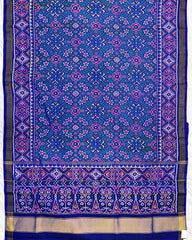 Blue & Turquoise Navratan Designer Patola Saree - SindhoiPatolaArt