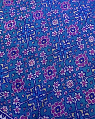 Blue & Turquoise Navratan Designer Patola Saree - SindhoiPatolaArt