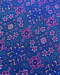 Blue & Turquoise Navratan Designer Patola Saree - SindhoiPatolaArt