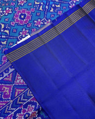 Blue & Turquoise Navratan Designer Patola Saree - SindhoiPatolaArt