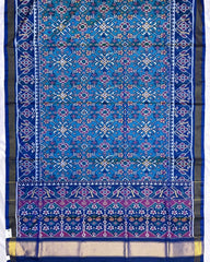 Blue & Turquoise Navratan Patola Saree - SindhoiPatolaArt