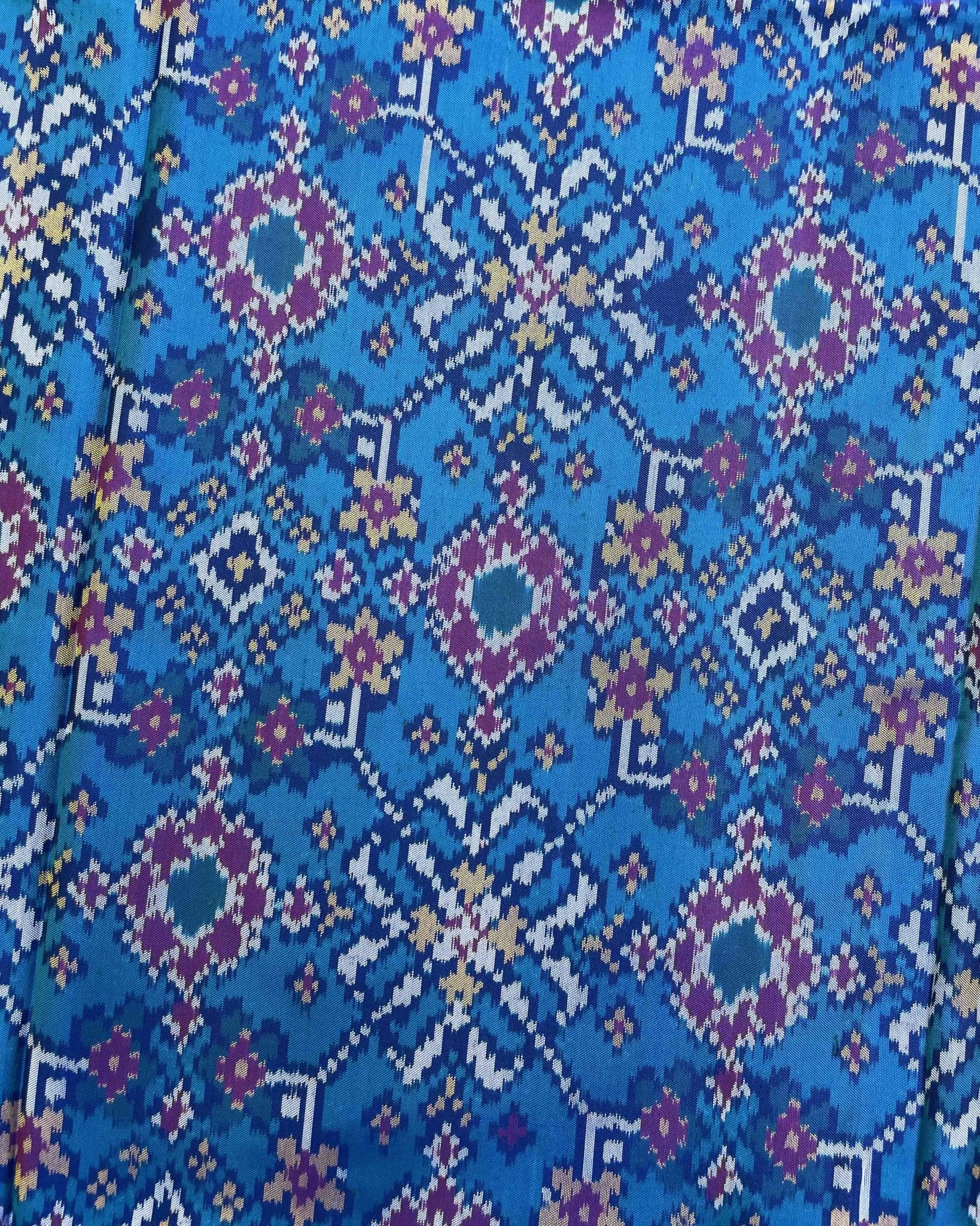Blue & Turquoise Navratan Patola Saree - SindhoiPatolaArt
