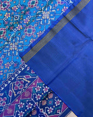 Blue & Turquoise Navratan Patola Saree - SindhoiPatolaArt