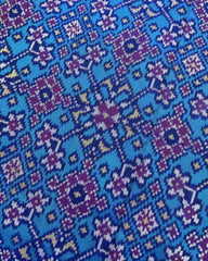 Blue & Turquoise Navratan Patola Saree - SindhoiPatolaArt