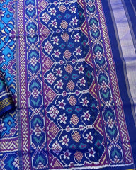 Blue & Turquoise Navratan Patola Saree - SindhoiPatolaArt
