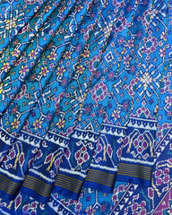 Blue & Turquoise Navratan Patola Saree - SindhoiPatolaArt