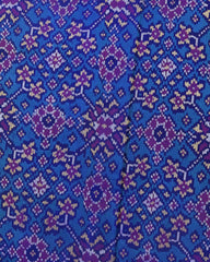 Blue & Turquoise Navratan Semi Double Ikat Patola Saree - SindhoiPatolaArt