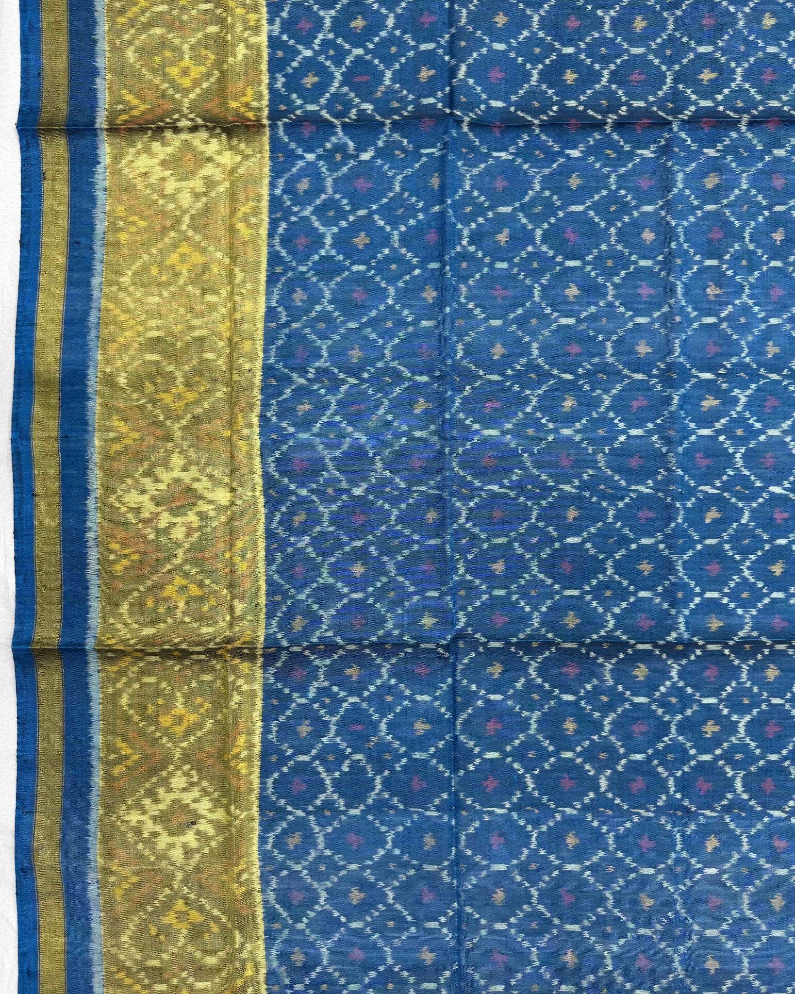 Blue Turquoise Shaded Booty Patola Dupatta - SindhoiPatolaArt