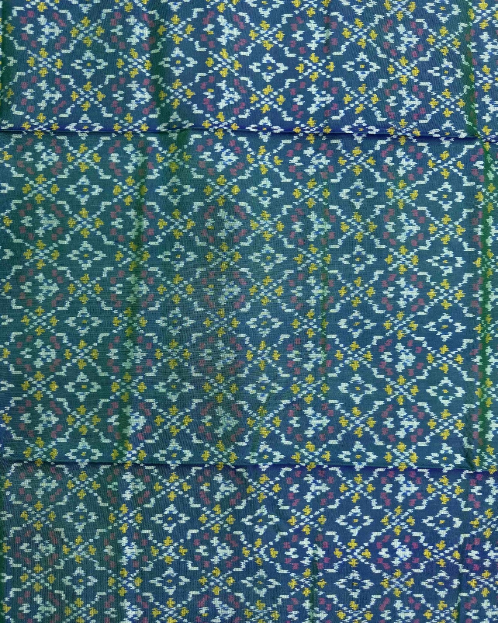Blue Turquoise Shaded Buttonful Patola Dupatta - SindhoiPatolaArt