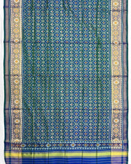 Blue Turquoise Shaded Buttonful Patola Dupatta - SindhoiPatolaArt