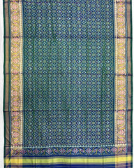 Blue Turquoise Shaded Buttonful Patola Dupatta - SindhoiPatolaArt