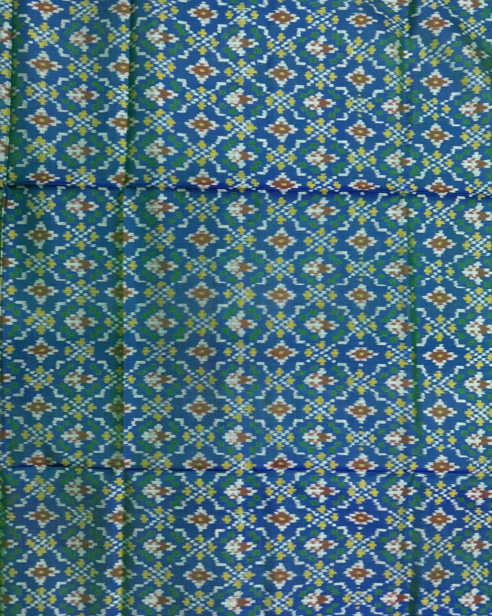 Blue Turquoise Shaded Buttonful Patola Dupatta - SindhoiPatolaArt