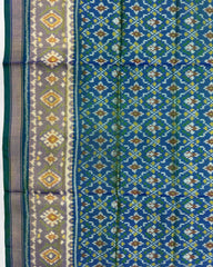 Blue Turquoise Shaded Buttonful Patola Dupatta - SindhoiPatolaArt