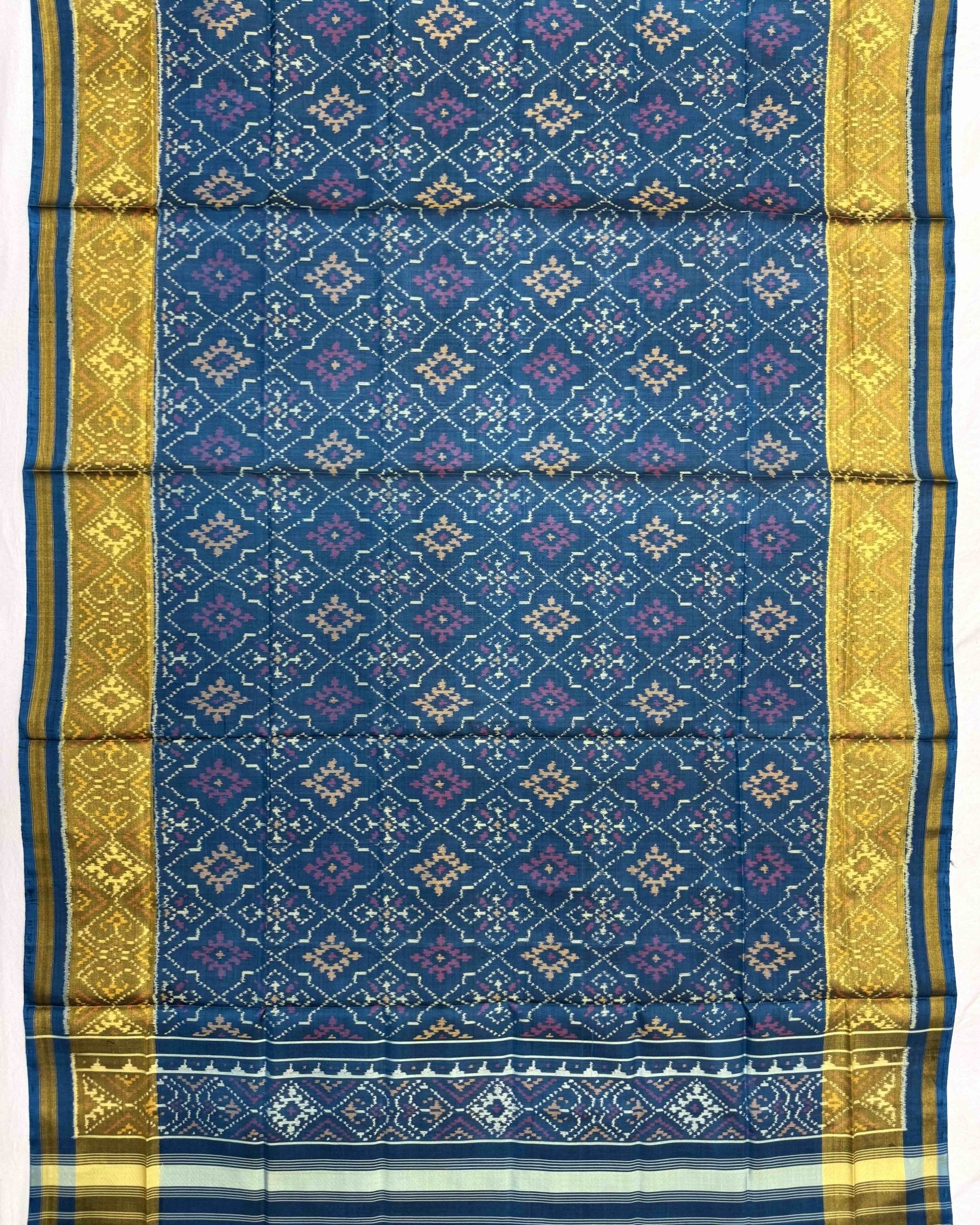 Blue Turquoise Shaded Panchanda Patola Dupatta - SindhoiPatolaArt