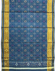 Blue Turquoise Shaded Panchanda Patola Dupatta - SindhoiPatolaArt