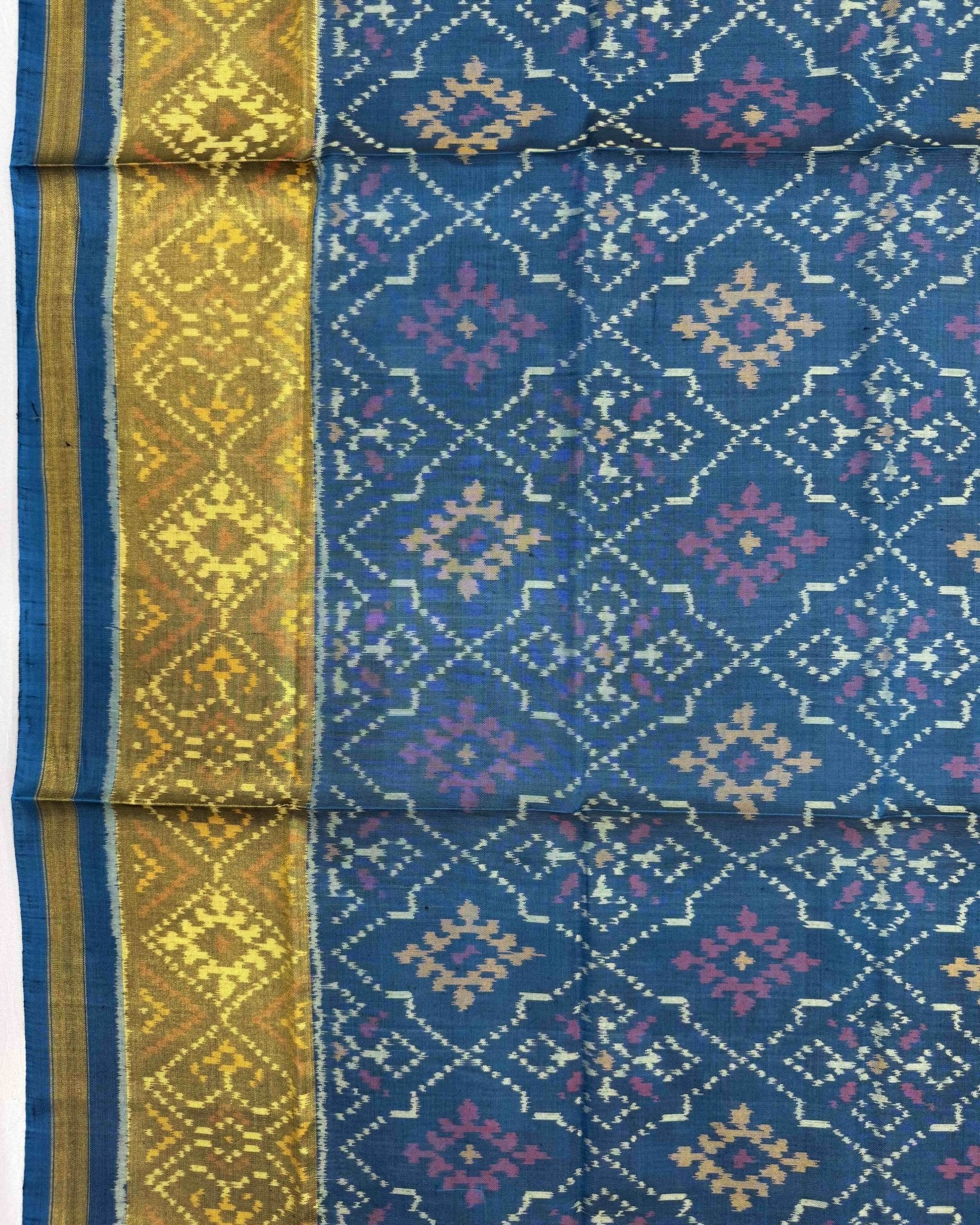 Blue Turquoise Shaded Panchanda Patola Dupatta - SindhoiPatolaArt