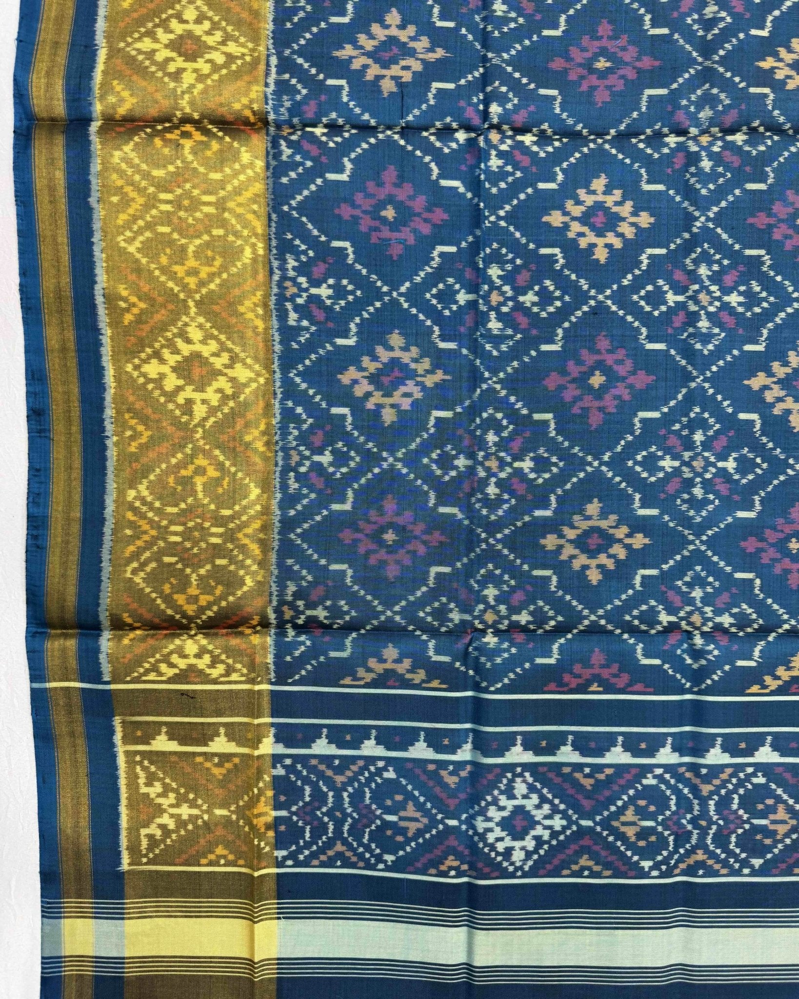 Blue Turquoise Shaded Panchanda Patola Dupatta - SindhoiPatolaArt